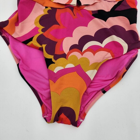 Trina Turk womens size 10 Fan Faire Ruffle Plunge One-Piece Swimsuit New - Picture 4 of 11